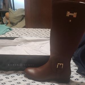 Brown leather boots